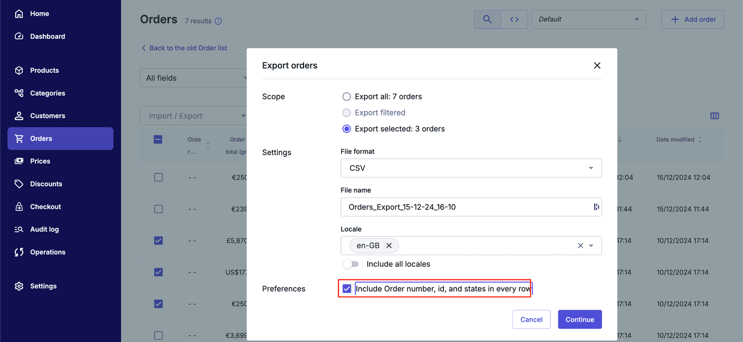 24 order export