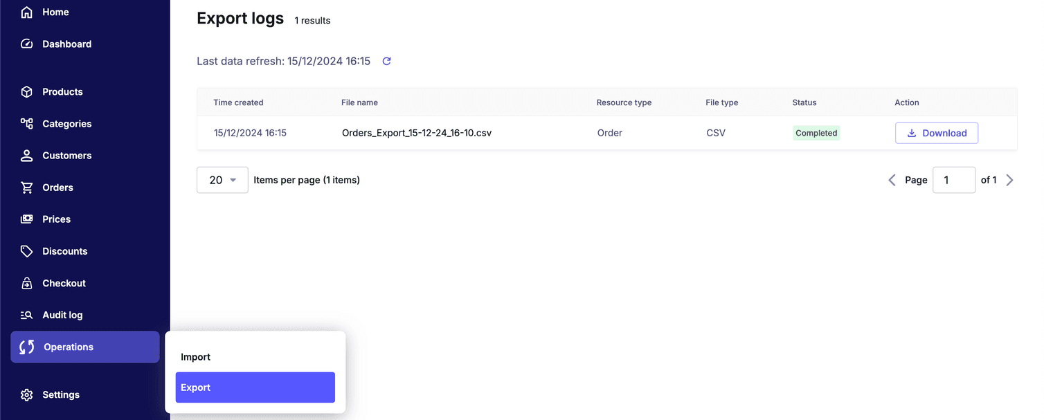26 order export