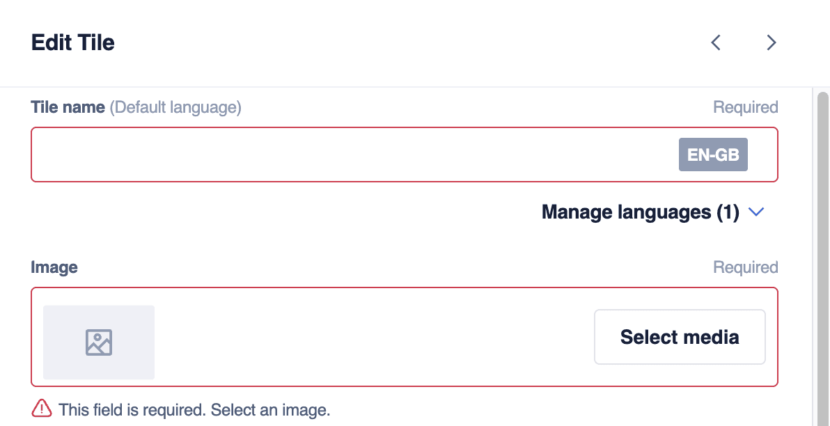 A group field of a Frontend component to select category