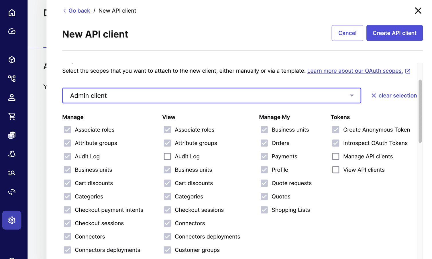 The API Client scopes