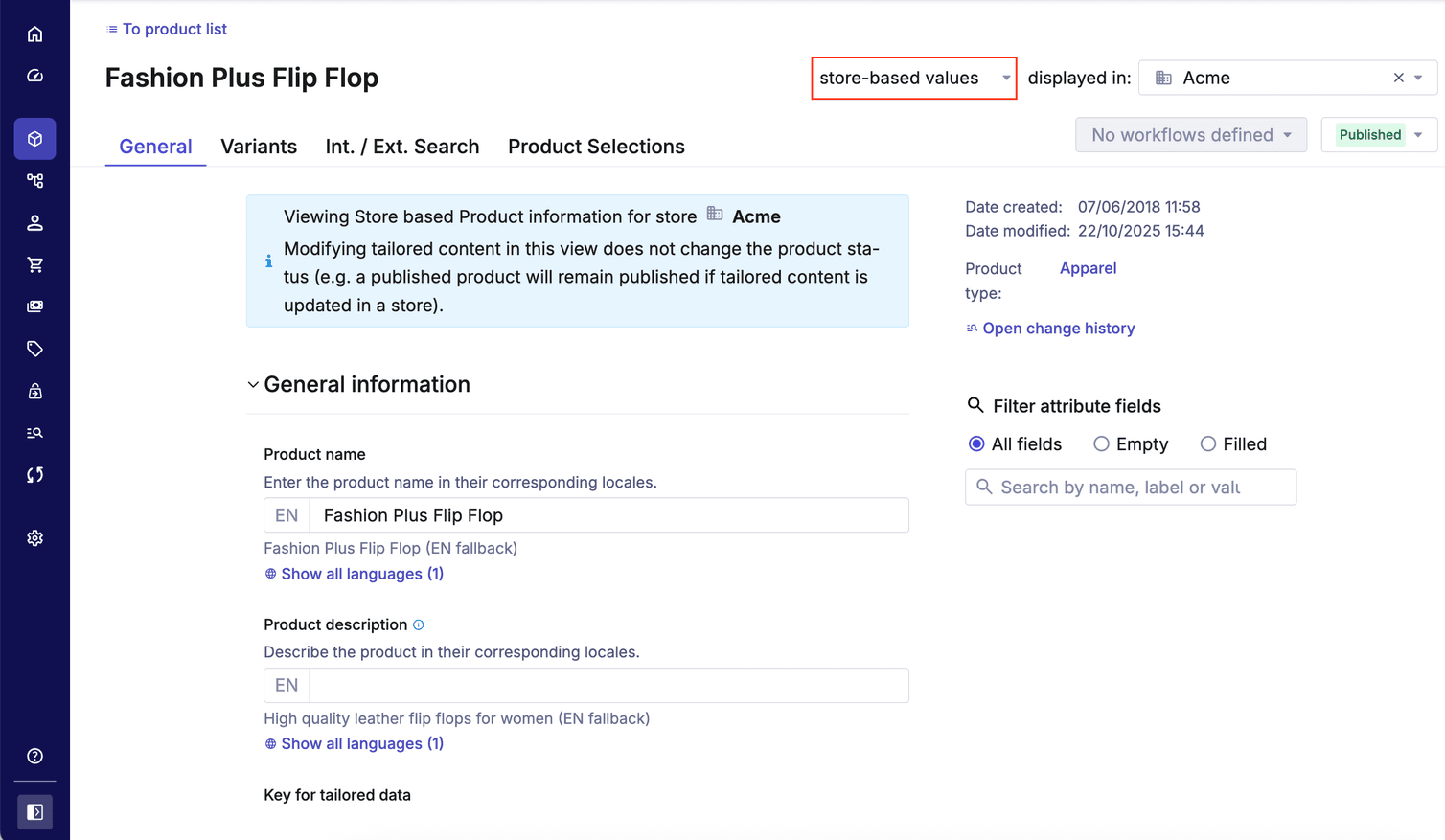 Publish tailored data for the Store.