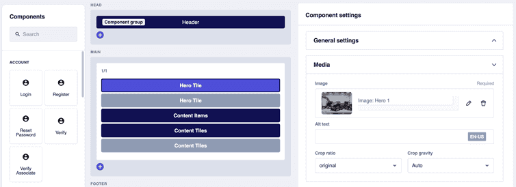 The Image section in the Component settings pane with the existing image and the related Edit icon displayed