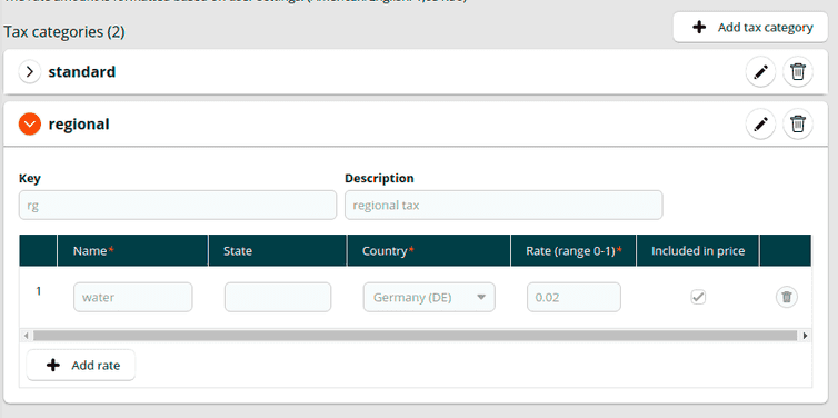 The Taxes tab in the Project settings of the Merchant Center and related sample settings.