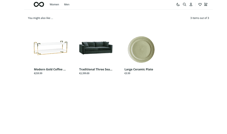 A preview page with a product recommendation from Nosto