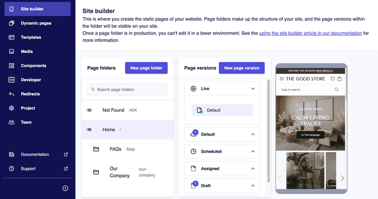 Site builder are overview