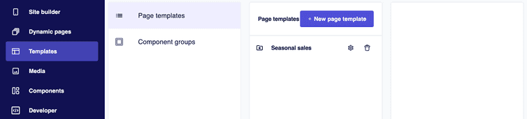 The Page templates pane in the Templates area
