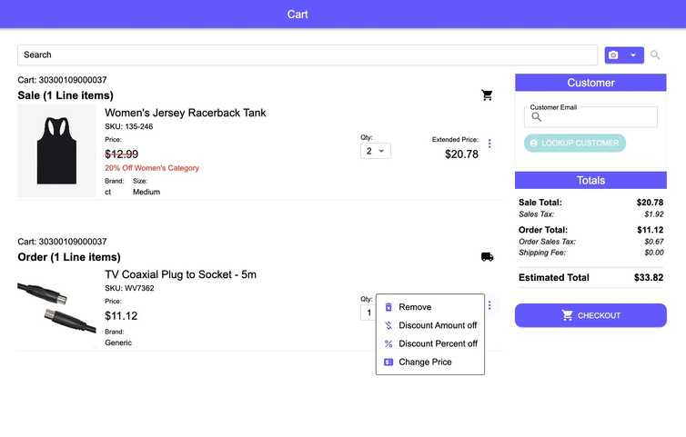 InStore_Cart module user interface