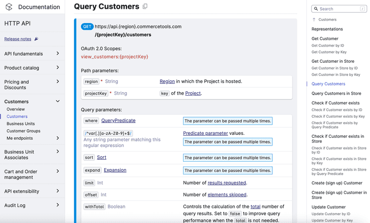 Query parameters available for querying Customers.