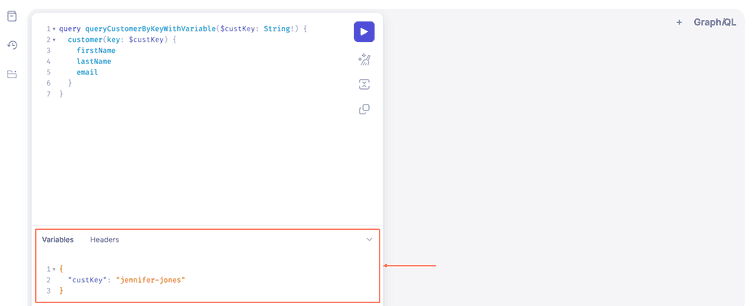 Querying customer resource with query variables in GraphiQL