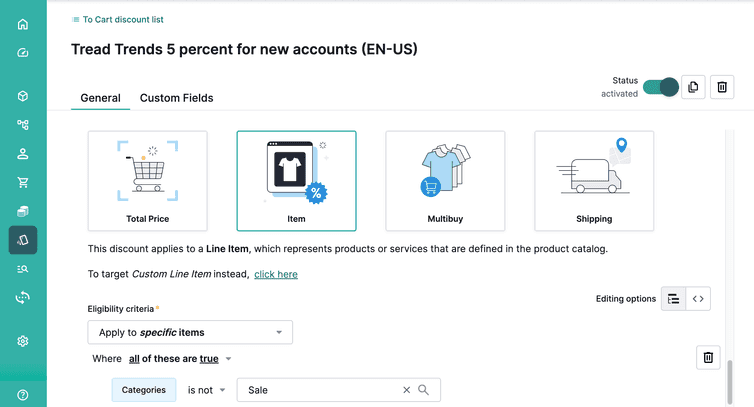 Create a percentage off discount setting 'Categories is not sale' as the condition.