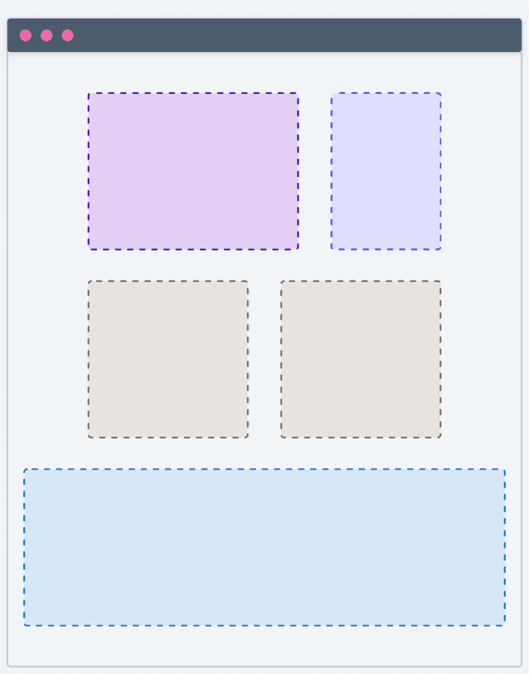 Layout combination wide (two columns: 2/1) + wide (two columns: 1/1) + full