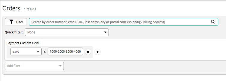 Filter Orders using Custom Fields for Payment.
