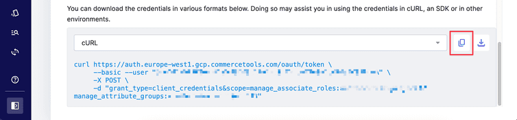 Screenshot API Client Credentials cURL Command